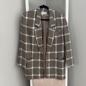 Kenar Taupe and Cream Checkered Blazer